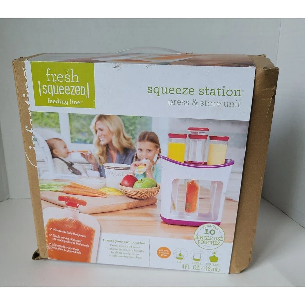 Fresh Squeezed Squeeze Station Baby Food Pouch Maker Press Store NEW SEALED